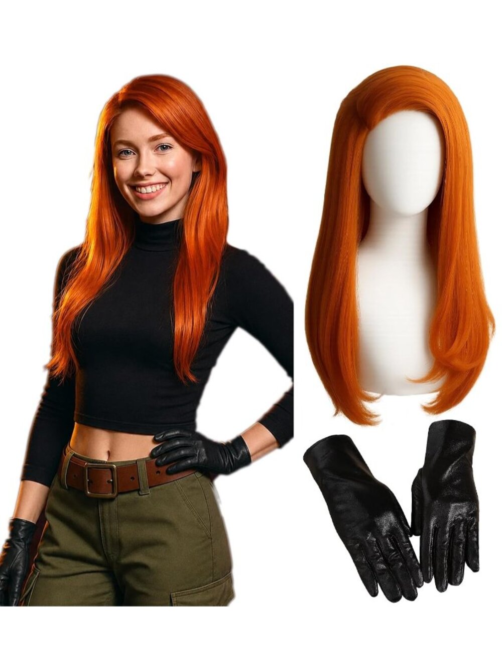Women's Orange Cosplay Convenient Set Include Adjustable Wig Cap Headpiece
